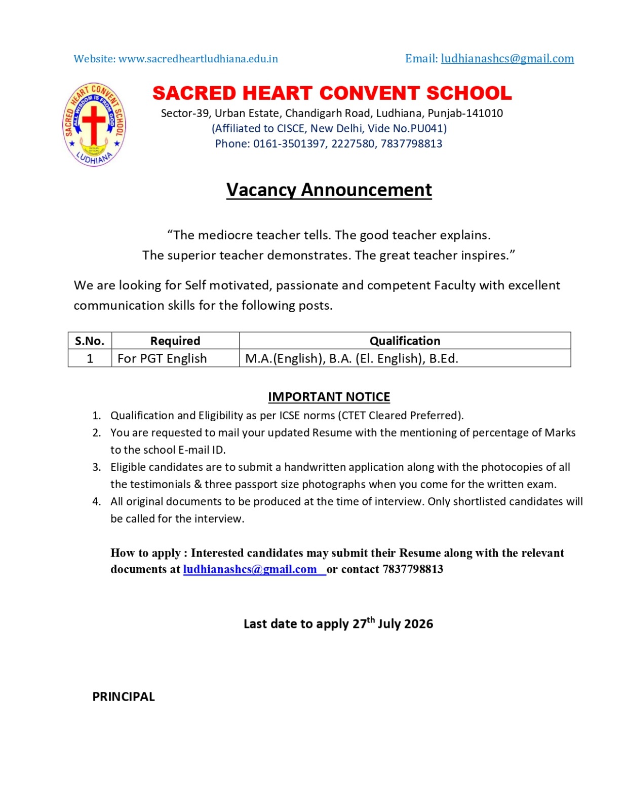 Vacancy Announcement